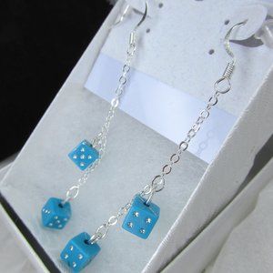 Silver Plated 'Feeling Lucky?' Dice Earrings
